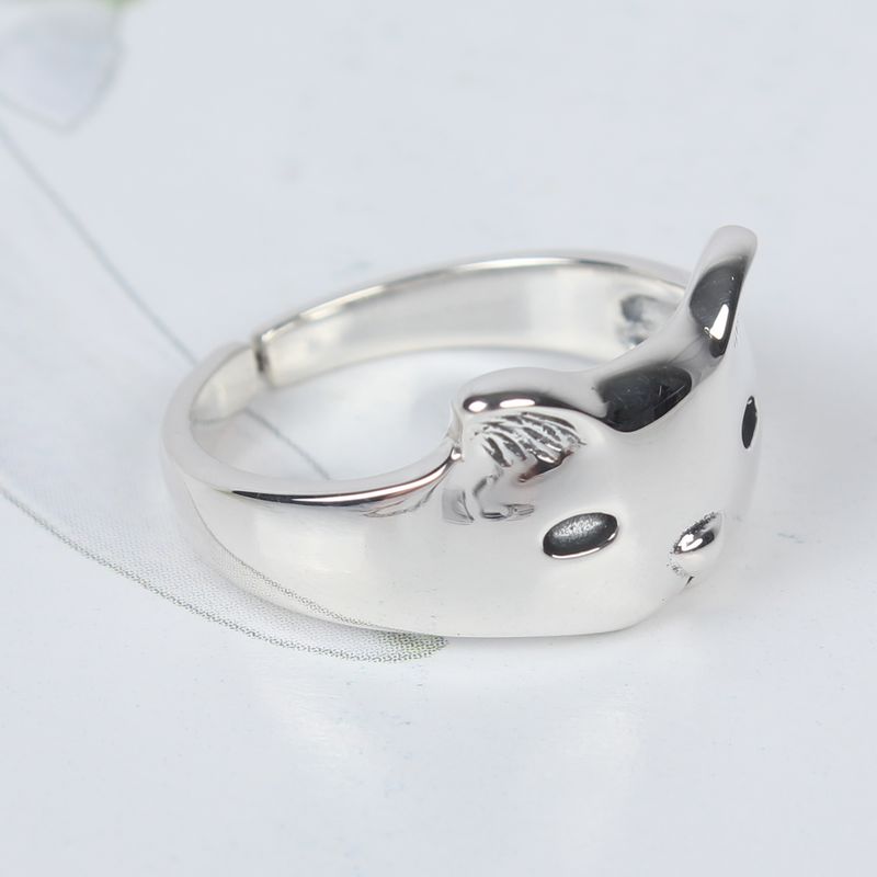 WOMEN Jewelry 925 Sterling Silver Cute Cat Open Ring